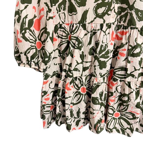 NWT Anthropologie Maeve Bettina Tiered Mini Shirt Dress Pink Green Petite Small - Picture 3 of 8